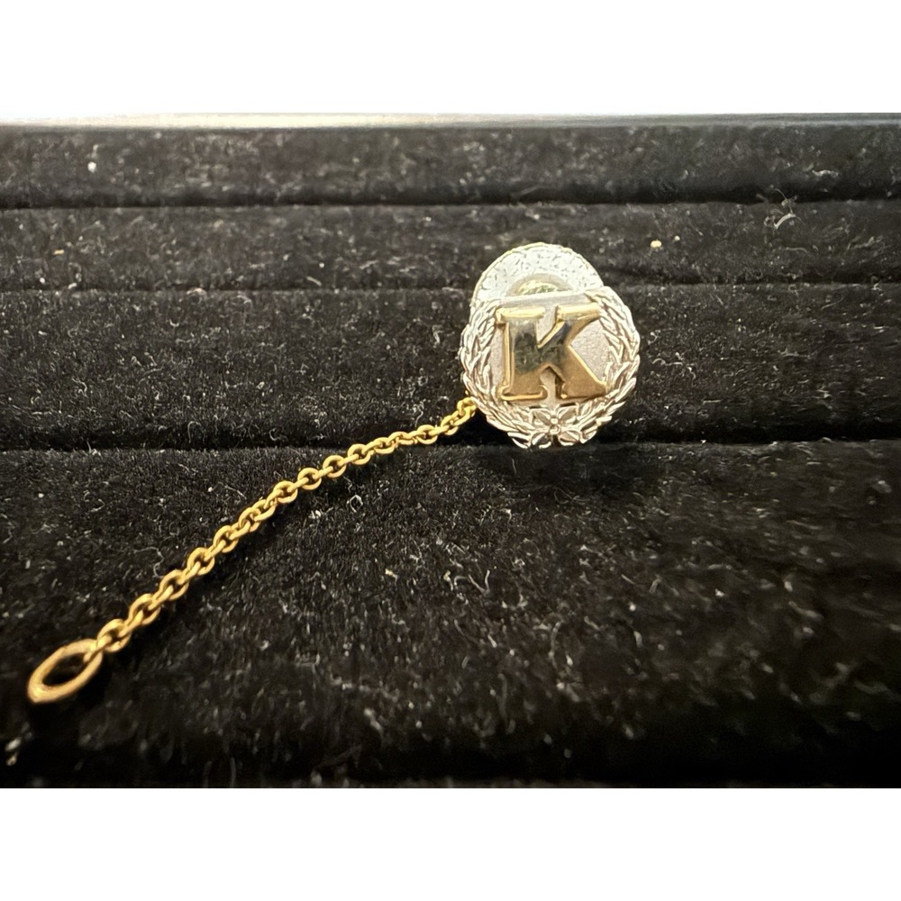 Vintage 10k Gold Fill K Lapel Pin Silver Sister Guard Pin Sorority
